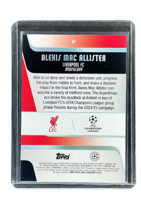 2026 Topps UEFA Club Competitions Alexis Mac Allister#67
 Back