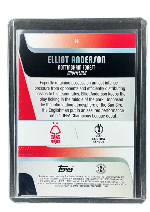 2026 Topps UEFA Club Competitions Elliot Anderson #96
 Back