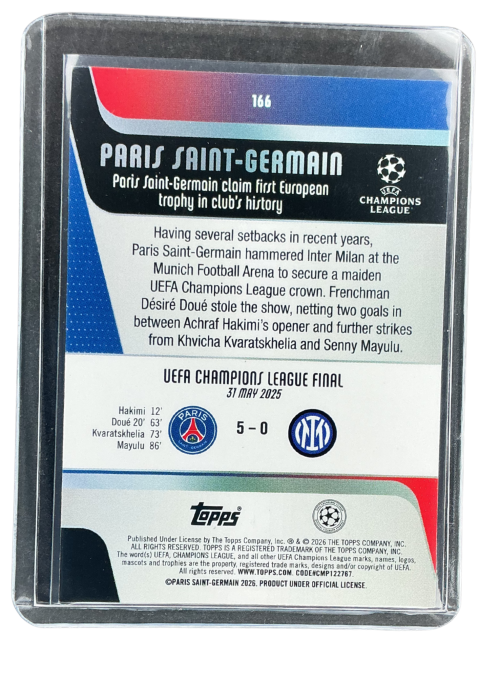 2026 Topps UEFA Club Competitions Paris Saint Germain #166
 Back