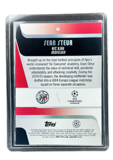2026 Topps UEFA Club Competitions Sean Steur Rc #43
 Back