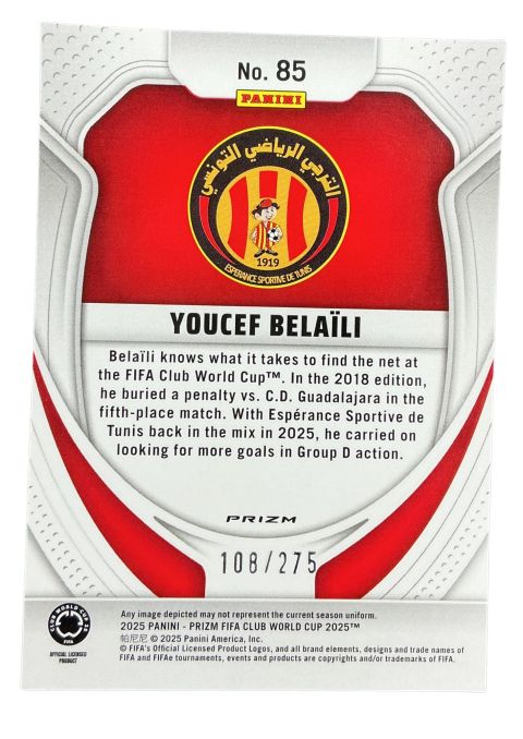 2025 Panini Prizm FIFA World Cup Youcef Belaili RC Autograph /275 #85
Back