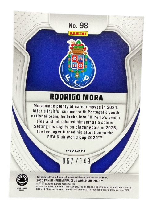 2025 Panini Prizm FIFA World Cup Rodrigo Mora RC Autograph /149 #98
Back