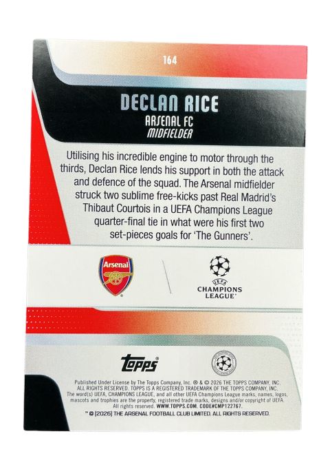 2026 Topps UEFA Club Competitions Declan Rice #164
Back