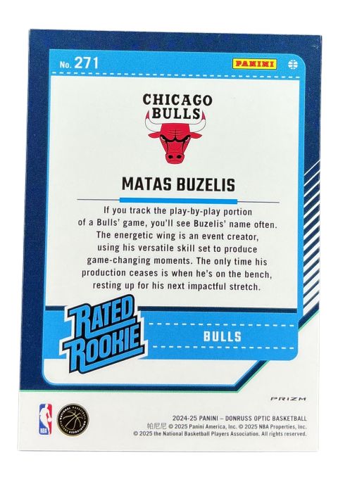 2024-25 Panini Donruss Optic Basketball Matas Buzelis #271
Back