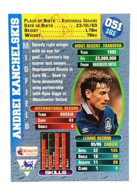 1996 Premier Gold Andrei Kanchelskis #51 Back