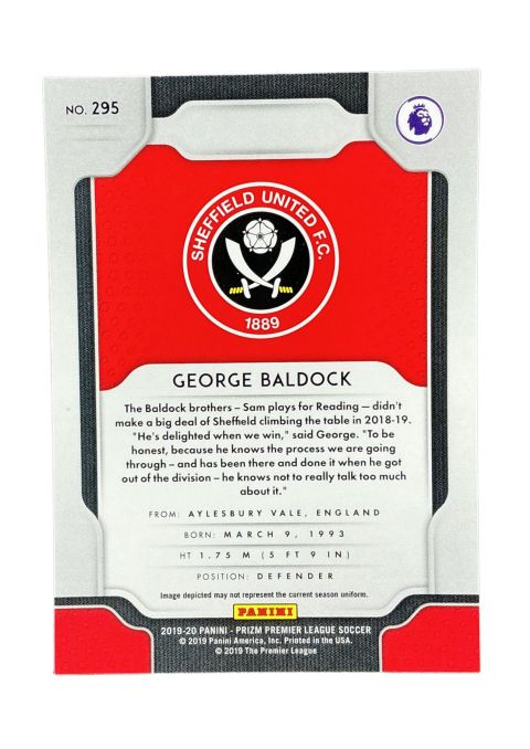 2019-20 Panini Prizm Premier League George Baldock RC #295 Back