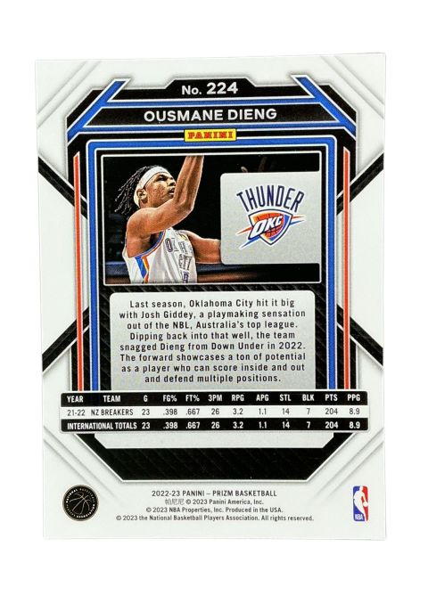 2022-23 Panini Prizm Basketball Ousmane Dieng RC #224 Back