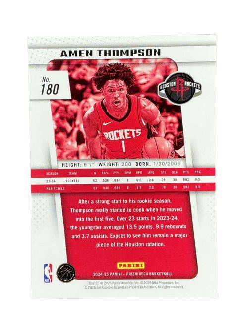 2024-25 Panini Prizm Basketball Amen Thompson #180 Back