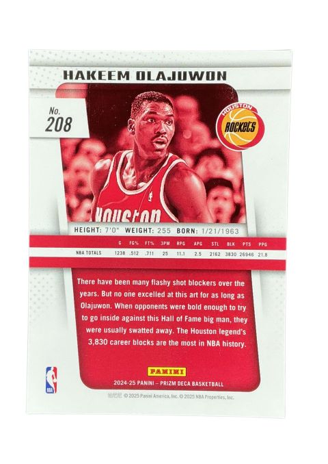2024-25 Panini Prizm Basketball Hakeem Olajuwon #208 Back