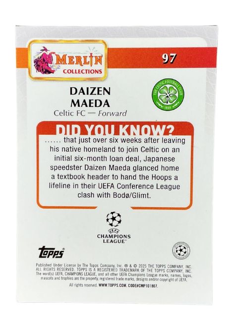 2024-25 Topps Merlin UCC Daizen Maeda #97 Back