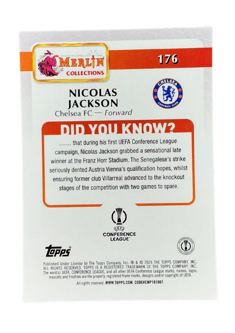 2024-25 Topps Merlin UCC Nicolas Jackson #176 Back