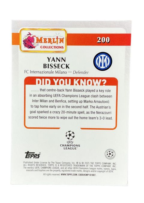 2024-25 Topps Merlin UCC Yann Bisseck #200 Back