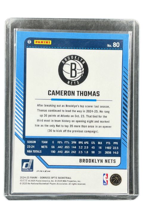 2024 Panini Donruss Optic Cameron Thomas Pink #80
 Back