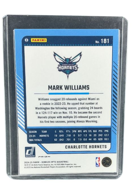2024 Panini Donruss Optic Mark Williams Pink #181
 Back