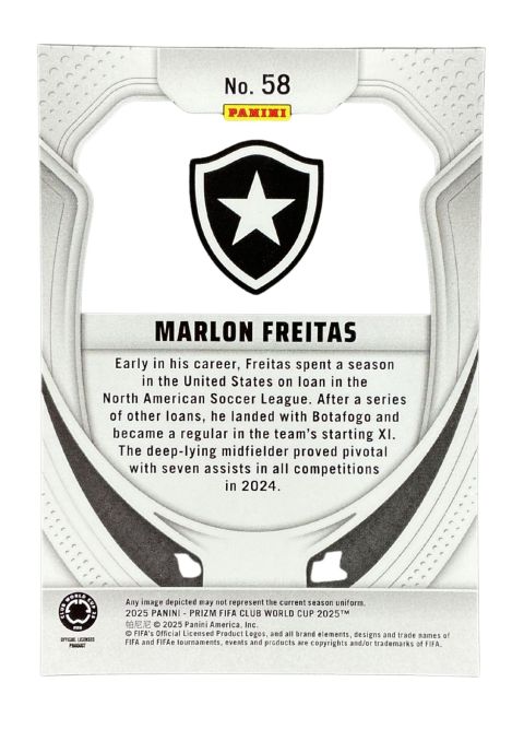 2025 Panini Prizm FIFA Club World Club Marlon Freitas RC #58 Back