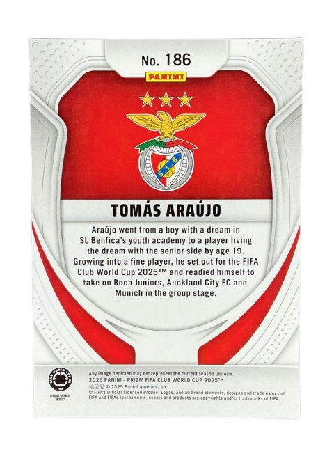 2025 Panini Prizm FIFA Club World Club Tomas Araujo RC #186 Back