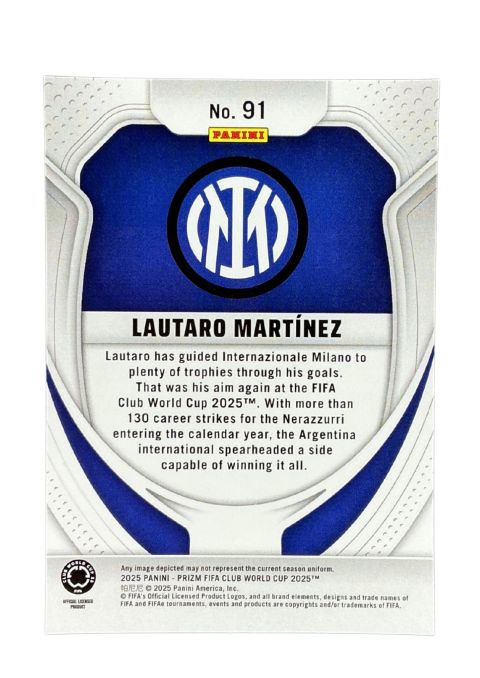 2025 Panini Prizm FIFA Club World Cup Lautaro Martinez #91 Back