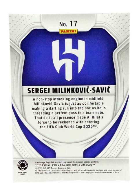 2025 Panini Prizm FIFA Club World Cup Sergej Milinkovic Savic #17 Back