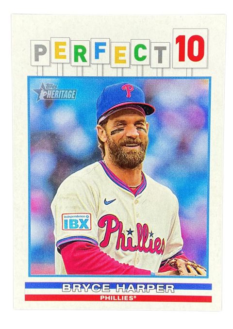 2025 Topps Heritage Bryce Harper Perfect 10 Insert #P10-10 Front