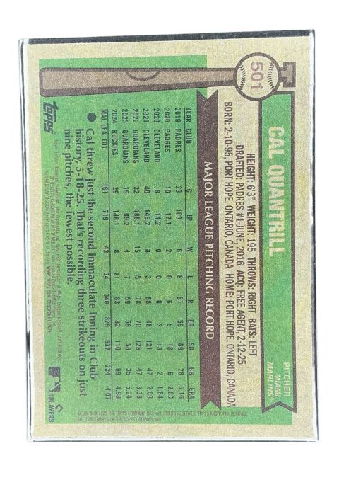 2025 Topps Heritage Cal Quantrill Blue Border #501 Back