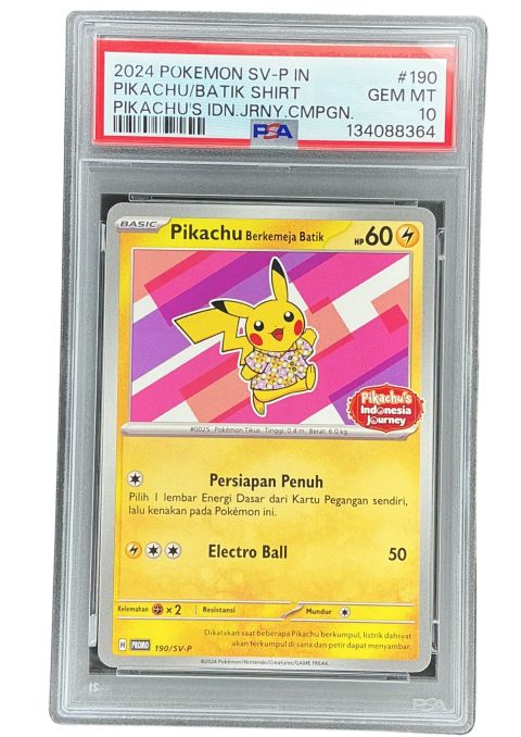 2024 Pokemon Pikachu Berkemeja Batik Promo #190 PSA10
Front