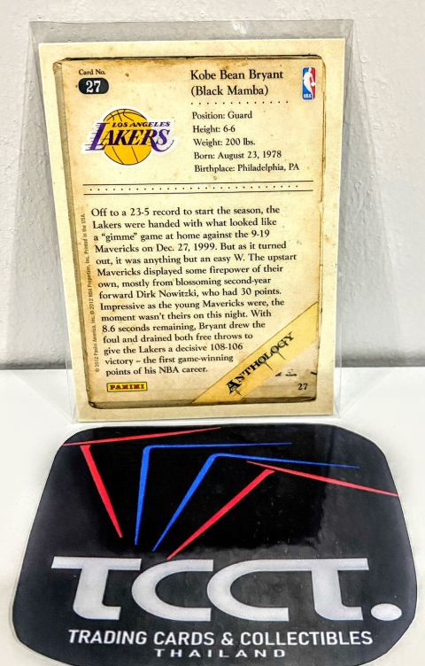 2012 Panini Anthology LA Lakers Kobe Bryant #27 Back