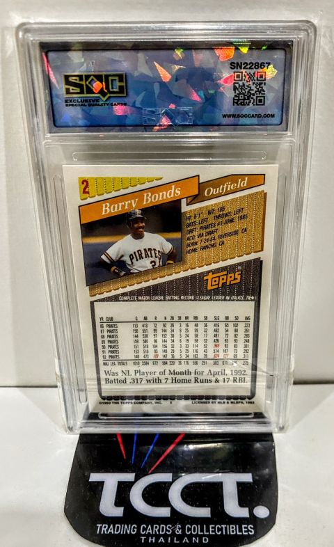 1993 Topps Barry Bonds #2 SQC 9.5 Back