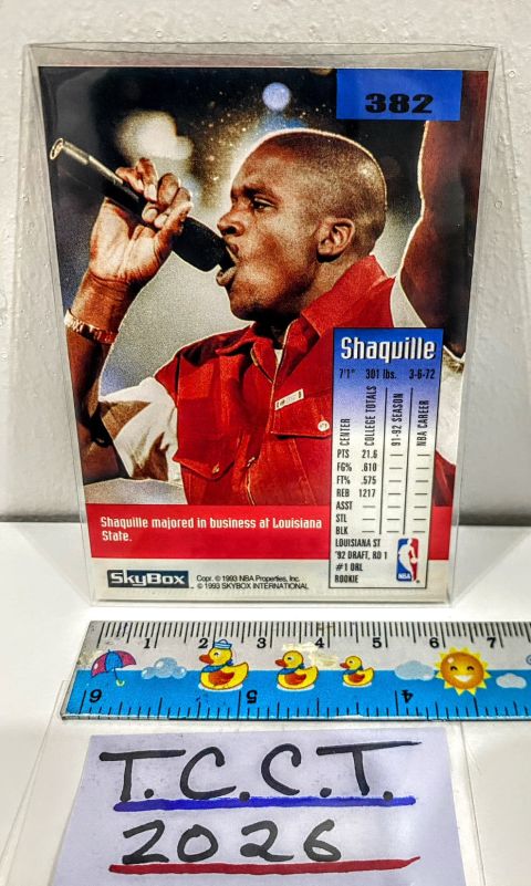 1992 Skybox Shaquille O'Neal RC #382 Back